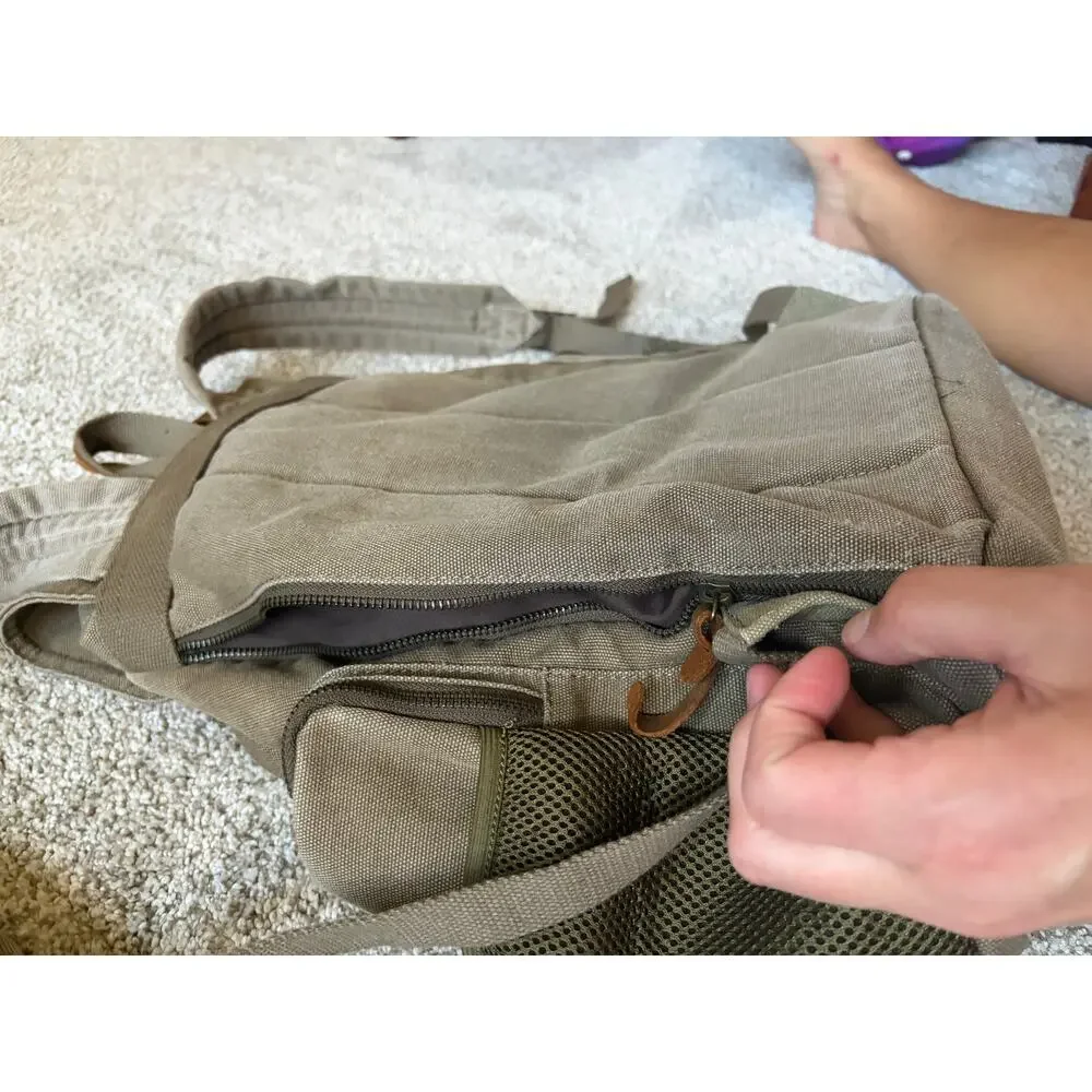 Wowbox canvas and leather trimmed rucksack backpack